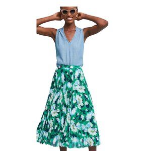 Anthropologie Maeve Roseanna Striped-Pleated Midi Floral Skirt